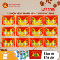 12 Hộp yến xuân Thiên Hoàng 18% (6 lọ/hộp) - Tặng 6 lon yến + 6 túi yến xuân Thiên Hoàng