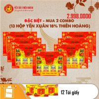 26 Hộp yến xuân Thiên Hoàng 18% (6 lọ/hộp) - Tặng 12 túi giấy