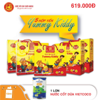 5 hộp yến Yummy Kiddy hương trái cây Thiên Hoàng (6 lọ/hộp) - Tặng 1 Lon Nước Cốt Dừa Tươi Vietcoco