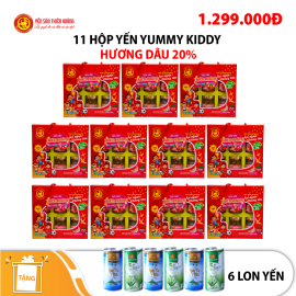 11 hộp yến Yummy Kiddy hương dâu 20% Thiên Hoàng (6 lọ/hộp) - Tặng 6 lon yến